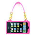 Wholesale iPhone 4S 4 Flower Handbag (Pink - Hot Pink)